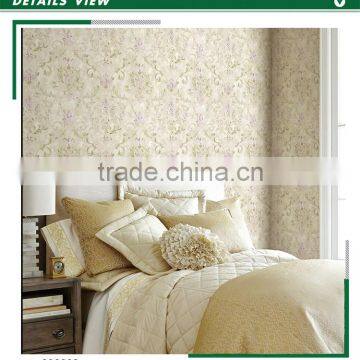 buy printing non woven wallpaper, purple pastoral flower wallcovering for home walls , moisture-proof wall decal deco