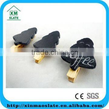 [factory direct] 7x5.5cm Cut Edge Tree Shape Slate Chalkboard Clip Item JSJ-075P5ID1A