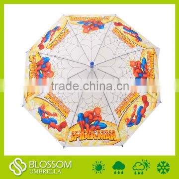 Auto open Straight POE Umbrella Eco-friendly Material Spider-man cartoon design