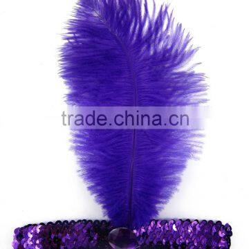 Sequin feather flapper headband