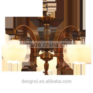 marble Style Classical full Copper luxury decorative lighting Chandelier For High Ceiling 3 heads 608-3H