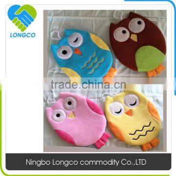 Factory price 2016 owl bath gloves mitts sponge scrubber shower puff