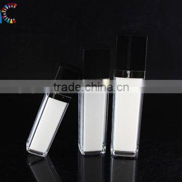 Cosmetic Black Lid White Square Plastic Bottle