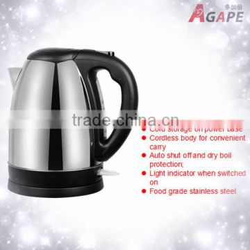 1800W 1.7L Electric Stainless Steel Water Kettle Luxury Food Grade Rapid Heating AEK-405