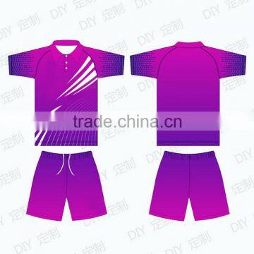 custom purple polo collar design soccer jersey with shorts