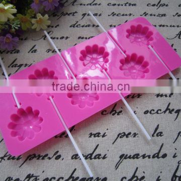 2014 Food grade flower design Silicone lollipop molds