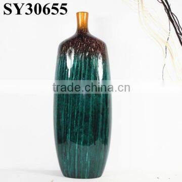 Glazed vase for indoor decoration green cheap ceramic flower vase