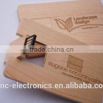 High quality raw wood material personalized logo branding wooden business card shape 2GB, 4GB usb flash drive memory pendrive
