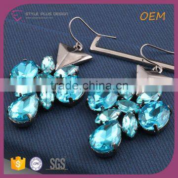 E75317K01 STYLE PLUS Shining Bule Crystal Stone Earrings for Women From Mid-night City Collection Series