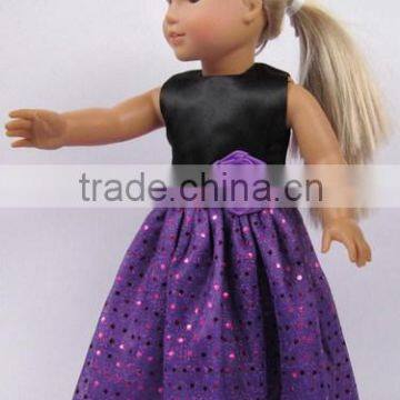 best selling beautiful handmade long black and purple with paillette doll clothes for american girl dolls