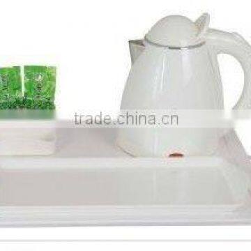 hotel plastic kettle with melamine tray K80C A SET (WHITE)- HONEYSON