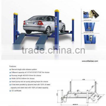 four post hydraulic car lift 3.5T/4T/5T/6T/7T/8T for choice CE