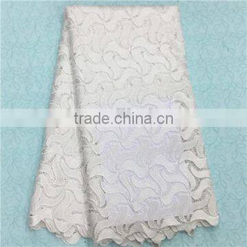 Swiss fabric high quality white lace polyester fabrics for lady evening dress