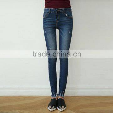 New style latest design cheap fringed jeans ladies