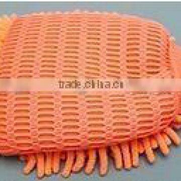 single side chenille sponge wash mitt with sponge