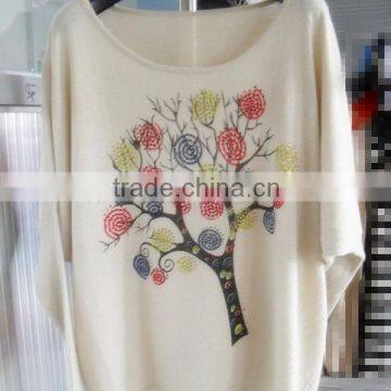 Printing flower and hot drilling technology of overpull big yard sweater 9983#