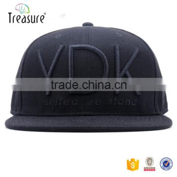 Fashion hip hop black embroidery snapback cap