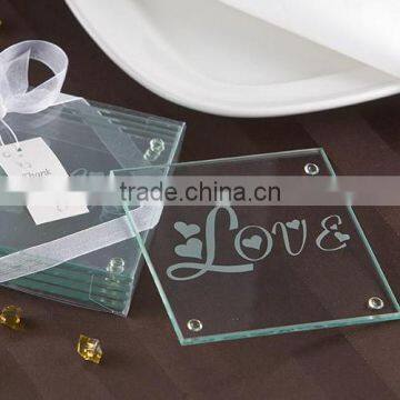 Blank Glass wine Coaster with Customized Logo for wedding Souvenirs