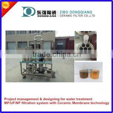 microfiltration for grape juice clarification with ceramic microfiltration membrane