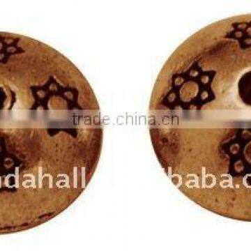 Tibetan Style Beads, Lead Free, Bicone, Red Copper, 10x7mm, hole: 1mm(TIBEB-A101657-R-LF)