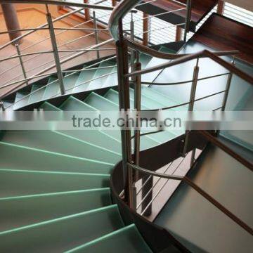 Steel Structure Curved Glass Stairs or Glass Helical Staircase photo-5