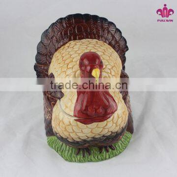 Harvest decorative ceramic turkey cookie jar,ceramic turkey shaped candy jars