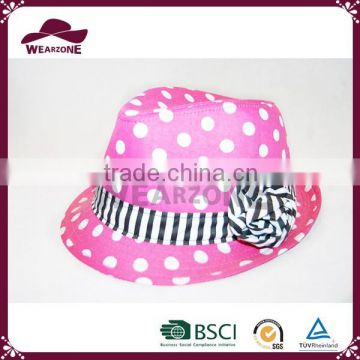 Top selling girls lovely pink wave point fedora hat in Alibaba