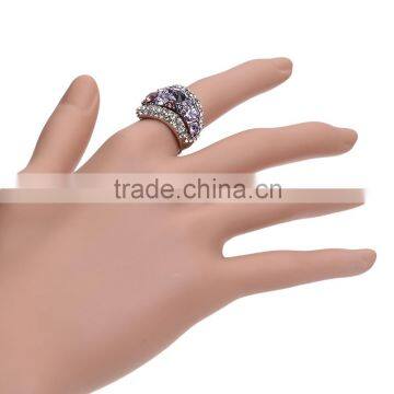 Twinkling 18k White Gold GP Purple Austrian Crystal Eyes Rings For Women photo-3