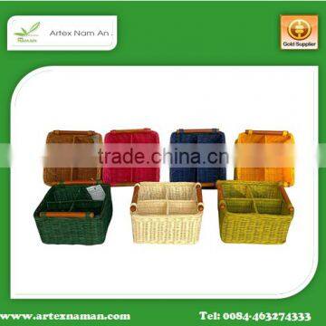 Square rattan Baskets with Compartment and Handles