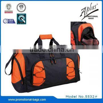 practical polyester duffel bag with shoe compartment