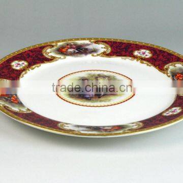 Dinnerware Steak Plate, Custom Ceramic Plates, Ceramic Red Plate photo-3