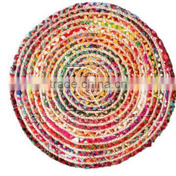 RTHDM-1 Circle Shaped Handcrafted Rajasthani Traditional Cotton Fabric Colorful Home Decor Door Mats Manufacturers