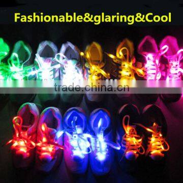 2016 Fashionable LED light up shoe laces colorful shining dancing shoe laces for wholesale