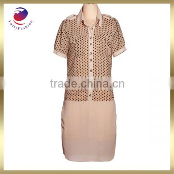 women fashion dress short sleeve black dot dress