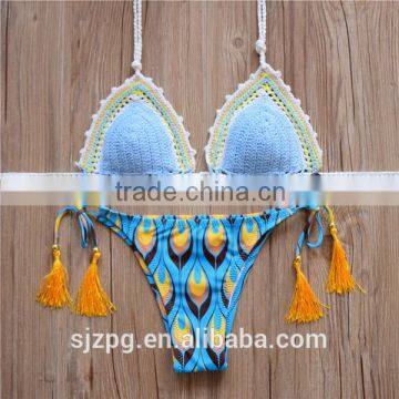 mature women crochet hand swimwear, knitted sex bikini