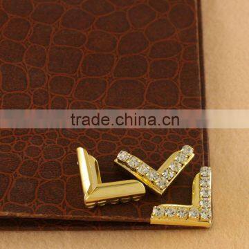 Gold Plated Rhinestone Decorative Corner Protector