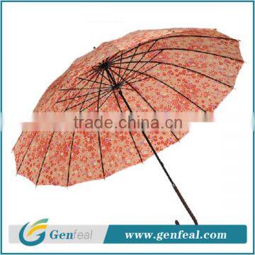 Save 20% cost 16k ribs fashion design Hook Shape handle colorful flower umbrella