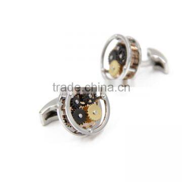 stainless steel gold, rose gold adn black plated gear cufflinks new products 2014