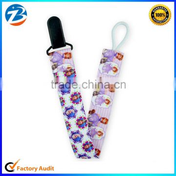 Cute Baby Pacifier Clip Holder Funny Cartoon Printed Ribbon Plastic Pacifier Clip