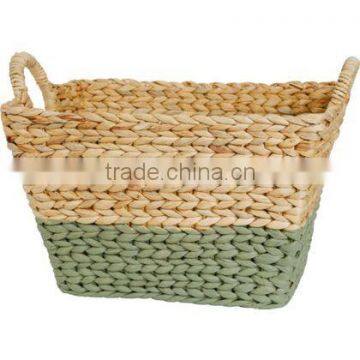 Large Rush Storage Basket - Natural Green