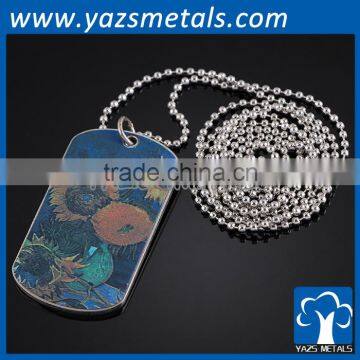 2015 promotional custom gold silver metal blank dog tag necklace