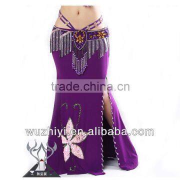 Belly Dance Costumes Skirt,Hot Purple Sexy Professional Skirt of Belly Dance Long Skirt, Performance Dancing Skirt QC1316