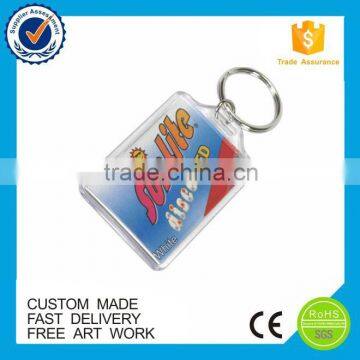 OEM custom photo printed plastic kering acrylic keychain