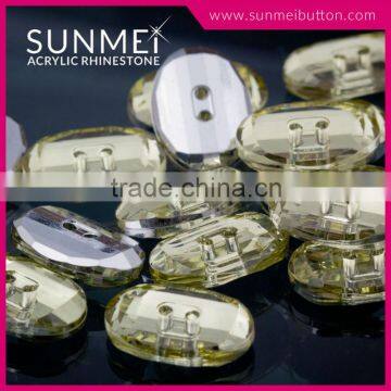 Taiwan Manufacturer Oval Shaped 2 Holes Transparent Acrylic Button