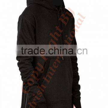 100% Cotton Extra Long Hoodies, Side Zip