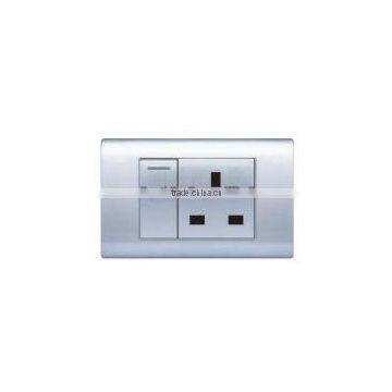 modern design wall switch and socket,uk standard 1 gang switch and 1 gang 13a socket