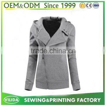 New Design Custom Slim Fit Plain Thick Fleece Full Zipper Hoodie Without Logo OEM