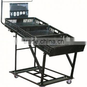 RH-VFM02 Disassemble one Layer pipes Vegetable & Fruit Shelf With Wheels With Baskets