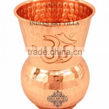 IndianArtVilla Pure Copper Hammered Om Symbol Mathat Glass 375 ML - Poojan Temples Spritual Activities Decorative Gift Item