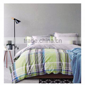 Green Grid Printed Bedding Sets Quilt Cover Set 100% Cotton